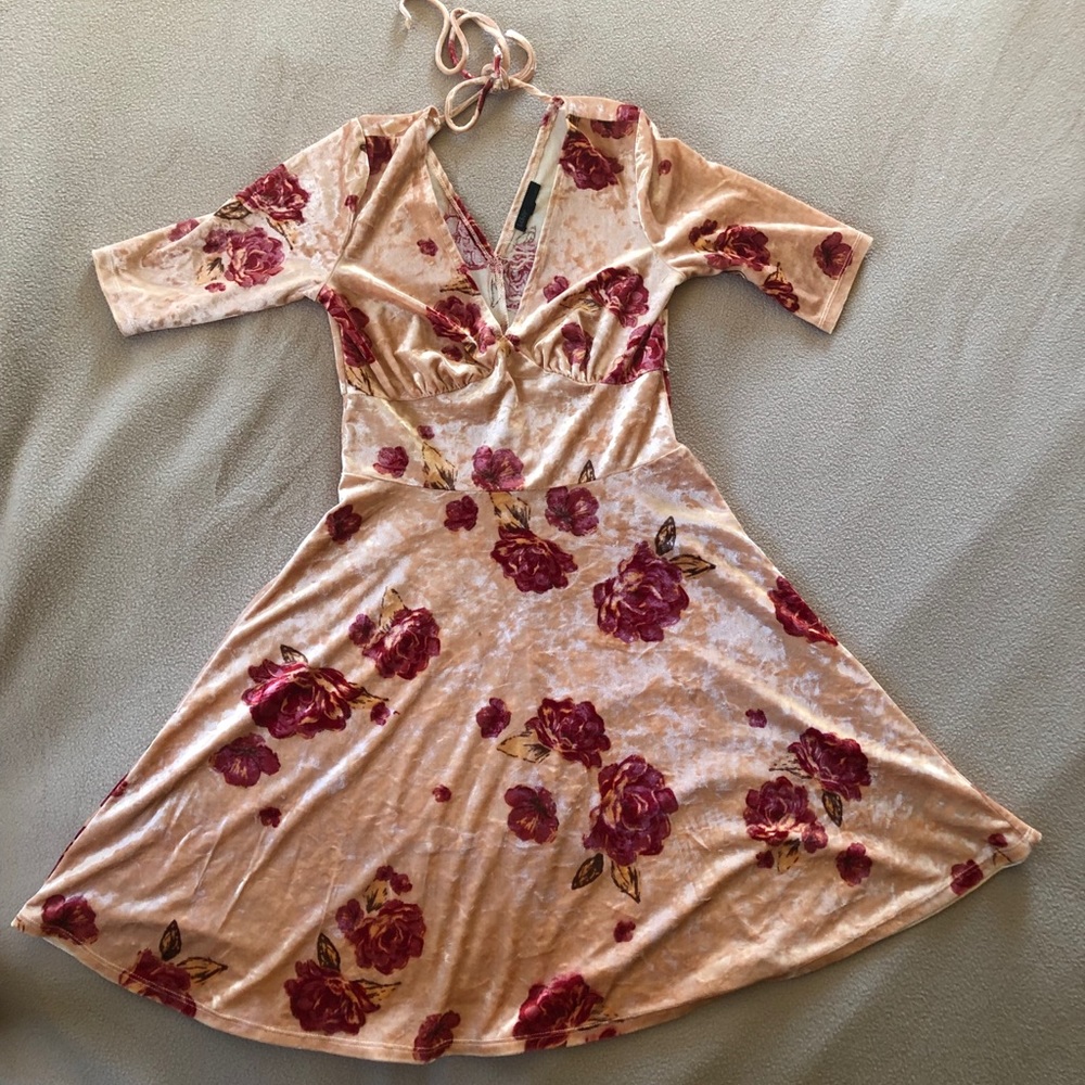 Flowered velvet dress